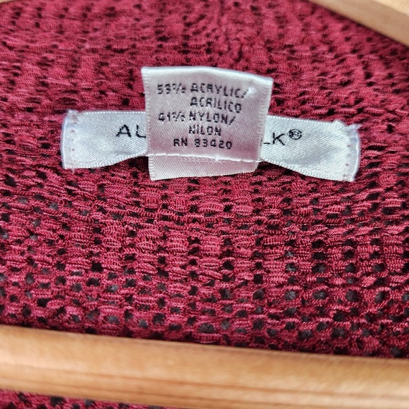 August Silk Woman Cardigan Sweater 3X Burgundy Red Open Front Knit Layering - Picture 8 of 11